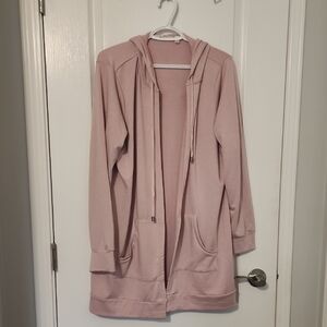Cyrus Light Mauve Hooded Open Cardigan